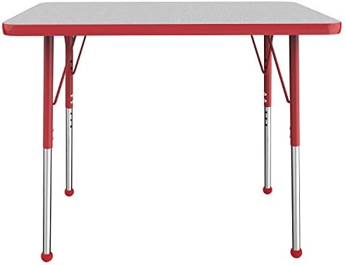 FDP 24" x 36" Rectangle Table with Ball Glide Legs - Gray/Red, 10004-GYRD