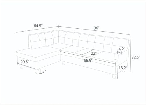 L-Shape Breathable Fabric Sectional Couch, 2-Piece Sofa Set for Living Room, Modern Linen-Style Upholstered Couch Set with Solid Wood Frame and Comfortable Spring Support, Light Grey
