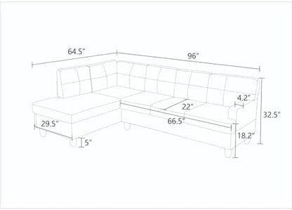 L-Shape Breathable Fabric Sectional Couch, 2-Piece Sofa Set for Living Room, Modern Linen-Style Upholstered Couch Set with Solid Wood Frame and Comfortable Spring Support, Light Grey