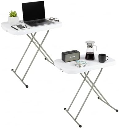 Lavish Home Indoor & Outdoor Portable Folding Table Set of 2, White, 25.5”