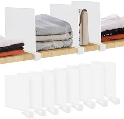 White Acrylic Shelf Dividers for Closets Organizer & Storage,8 Pack