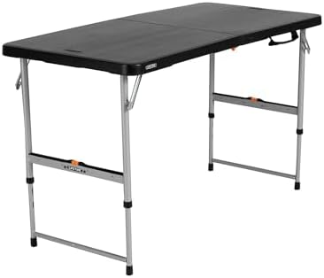 LIFETIME Fold-in-Half Adjustable Folding Table, 4-Foot