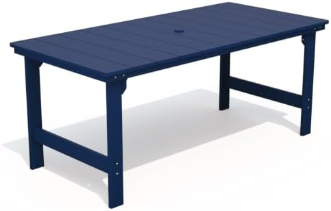 THOEOE Outdoor Dining Table, Rectangular Dining Table for 5-7 Navy Blue