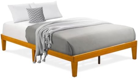 East West Furniture DNP-23-F Full Size Platform Bed Frame with 4 Solid Wood Legs and 2 Extra Center Legs - Oak Finish