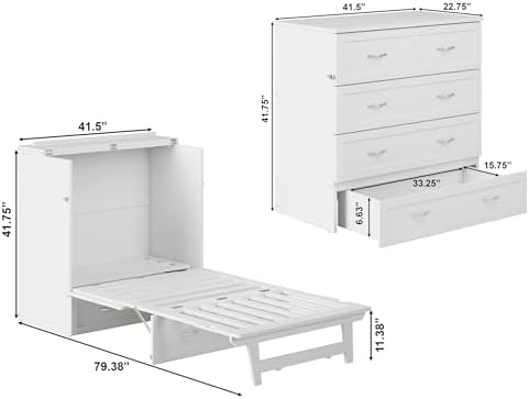 AFI, Northfield Murphy Bed Chest Twin XL with 6" Mattress, White