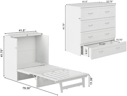 AFI, Northfield Murphy Bed Chest Twin XL with 6" Mattress, White