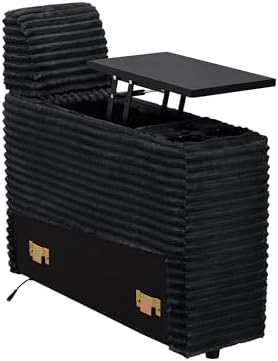 ORRD Multifunctional Storage Console with Dual Cup Holders, Table, USB Charging Station for Modular Sectional Sofa for Living Room-Black