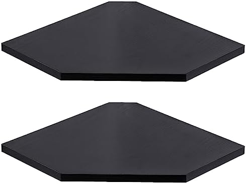 Corner Shelf Wall Mount, Floating Corner Shelves, Set of 2 Corner Wall Shelf Organizer, Rustic Wood Wall Storage Display Shelves for Living Room Bedroom Bathroom Kitchen, Classic Black