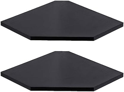 Corner Shelf Wall Mount, Floating Corner Shelves, Set of 2 Corner Wall Shelf Organizer, Rustic Wood Wall Storage Display Shelves for Living Room Bedroom Bathroom Kitchen, Classic Black