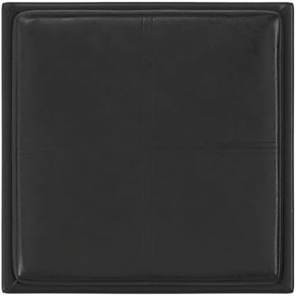 SIMPLIHOME Rockwood 17" Vegan Leather Storage Ottoman in Distressed Black