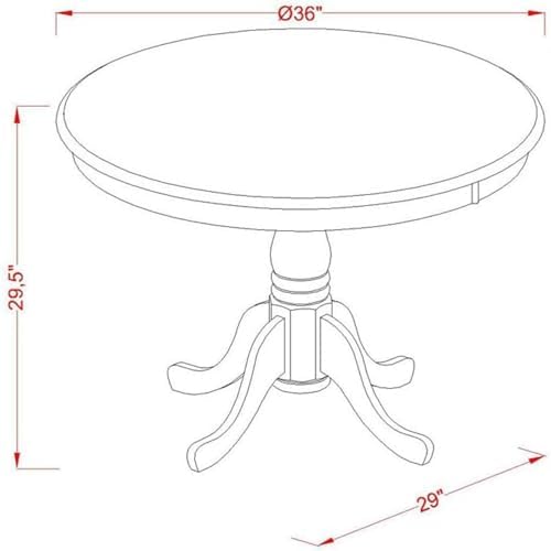 East West Furniture AMT-ABC-TP Antique Modern Kitchen Table - a Round Dining Table Top with Pedestal Base, 36x36 Inch, Butter Cream