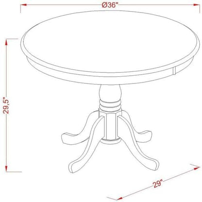 East West Furniture AMT-ABC-TP Antique Modern Kitchen Table - a Round Dining Table Top with Pedestal Base, 36x36 Inch, Butter Cream