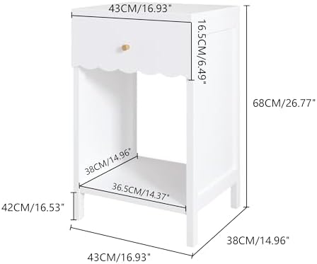 Night Stand White Nightstand with Drawer and Open Shelf