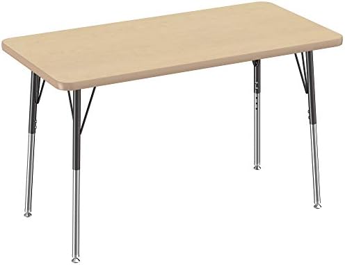 FDP 24" x 48" Rectangle Table with Swivel Glide Legs - Maple/Maple/Black