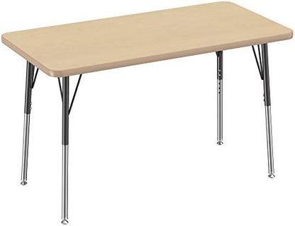 FDP 24" x 48" Rectangle Table with Swivel Glide Legs - Maple/Maple/Black