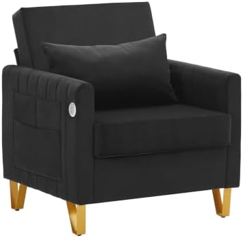 Velvet Accent Chairs, Black Accent Chairs for Living Room Bedroom
