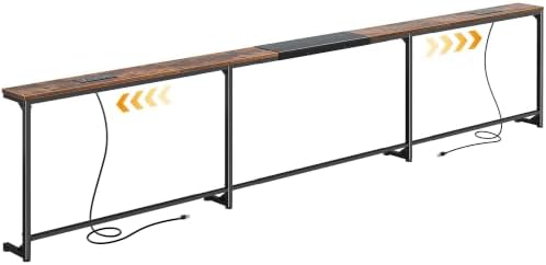 Huuger 110.2-133.8'' Extendable Behind Couch Table with Outlets