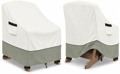 Patio Adirondack Chair Cover 2 Pack,Waterproof Heavy Duty Outdoor Chair Covers,Patio Adirondack Chair Cover for Outdoor Chair(30W x 34 D x 36 H inches),White&Grayish Green