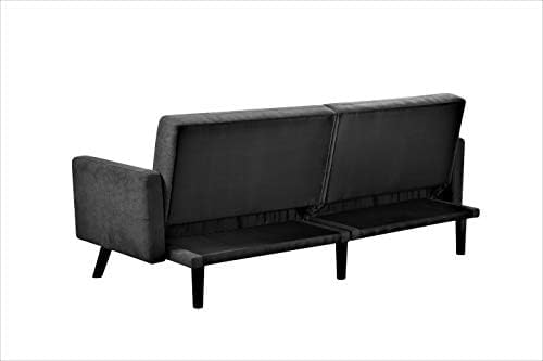 Container Furniture Direct Hasano 79" Sleeper Sofa Bed - Reclining Convertible to Full Bed - Tufted Linen Upholstery, Wooden Legs - Space-Saving Sofa Bed(79" L x 33" W x 33" H), Dark Grey