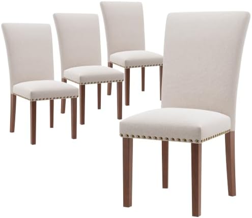 MALOL High Back Dining Chairs Set of 4, Beige