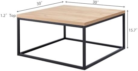 30" Square Coffee Table / Center Table, Natural Oak