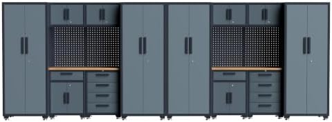 16-Pack Garage Storage Cabinet System with Workbench and Pegboard