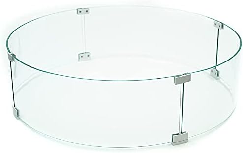 AMS Fireplace 27” Round Clear Tempered Glass Wind Guard f/Fire Pit Tables
