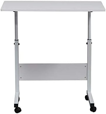 Adjustable Standing Desk Removable Rolling Desk for Home Office, 31.5" Large Portable Side Table, Height Adjustable, White