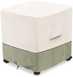 Bitubi Waterproof Patio Ottoman Cover, Heavy Duty Square Outdoor Side Table Furniture Covers Size 22L x 22W x 18H inch (Beige)