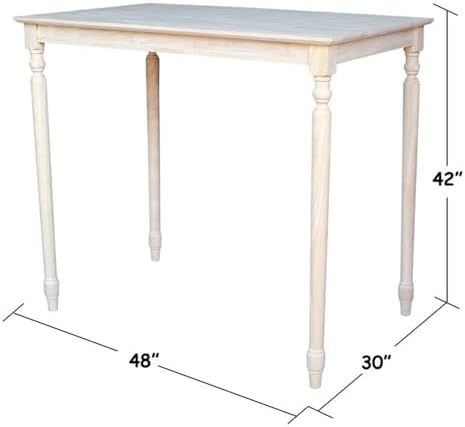 International Concepts Unfinished 42" Solid Dining Table with Turned Legs