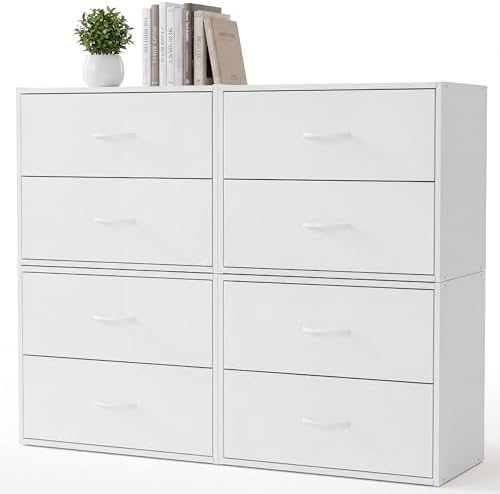 PrimeZone 2 Wood Drawers Closet Dresser Storage Organizer Stackable 4 Packs