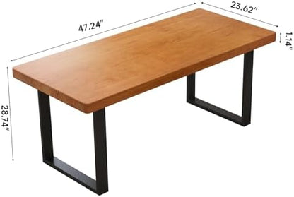 47in Modern Minimalist Solid Wood Dining Table - Sturdy Metal Base, Easy Assembly | Versatile Table for Dining Room, Living Room & Office