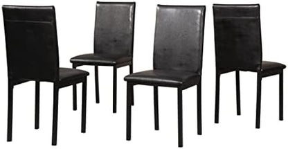 Roundhill Furniture Noyes Faux Leather Metal Frame Dining Chair, Set of 4, Black