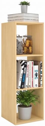 3 Cube Shelf with Anti-Tipping Kits + Reversible Open Back Bookcase, Multi Layer and Multi Grid Partition Layout (Oak 11in)