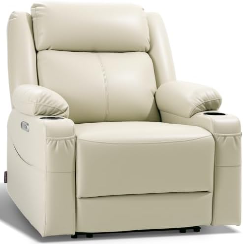 Eonix 24.8'' Wide Zero Clearance Wall Hugger Power Recliner, 5'7'', White
