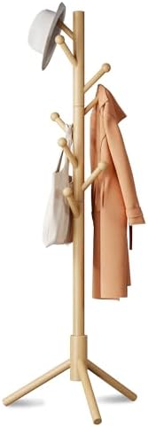8-Hook Freestanding Coat Rack 3 Heights Safe Round Tips Nature