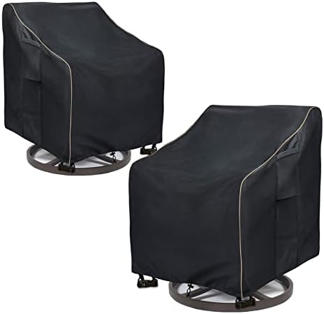 Outdoor Swivel Lounge Chair Cover 2 Pack,Waterproof Heavy Duty Patio Chair Covers,Patio Rocking Chair Covers for Outdoor Furniture,(30 W x 34 D x 38.5 H inches),Black