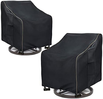 Outdoor Swivel Lounge Chair Cover 2 Pack,Waterproof Heavy Duty Patio Chair Covers,Patio Rocking Chair Covers for Outdoor Furniture,(30 W x 34 D x 38.5 H inches),Black