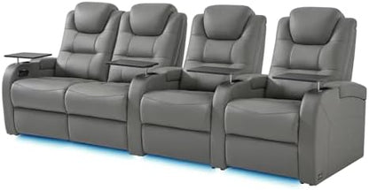 comfiroom Home Theater Seating, Top-Grain Leather Power Recliner Chair