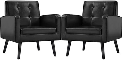 Yaheetech Mid Century Accent Chairs Set of 2 Living Room Chairs Black