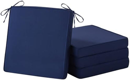 IASEAHK Patio Chair Cushions, 18.5" x 16" x 3" Outdoor Chair Cushions Set of 4, Waterproof Outdoor Cushions for Patio Furniture, Outdoors Seat Cushions with Handle and Ties, Navy Blue