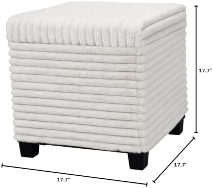 ABHENG Steel Frame Square Ottoman with Storage Vanity Stool White UASND644W