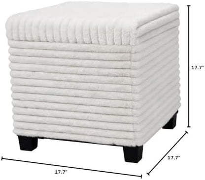 ABHENG Steel Frame Square Ottoman with Storage Vanity Stool White UASND644W
