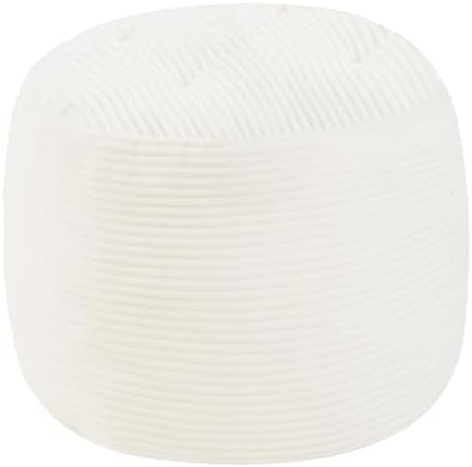 MeMoreCool Round Pouf Ottoman 20x15 Inch, Corduroy Floor Footstool, Beige