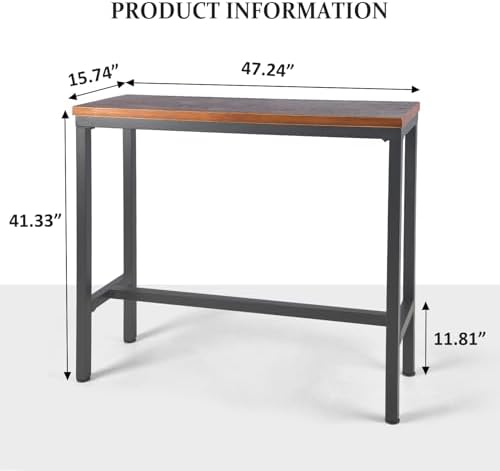 Industrial Narrow Bar Table Vintage Rectangle Dining Table for Kitchen 41.3inch Height High Pub Table Rustic Tall Display Stand in Hallway