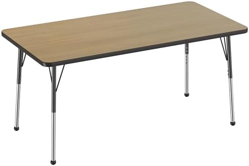 FDP 30" x 60" Rectangle Table with Ball Glide Legs - Pasadena Oak/Black