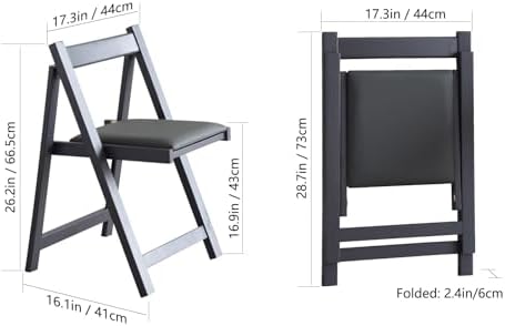 Folding Dining Chairs with Padded Seats 2 Pack, Grey