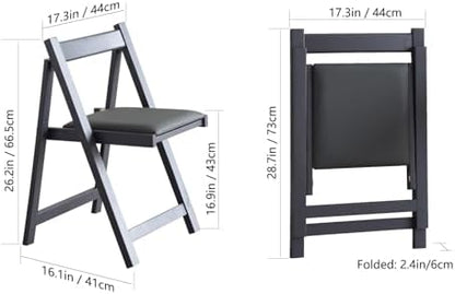 Folding Dining Chairs with Padded Seats 2 Pack, Grey