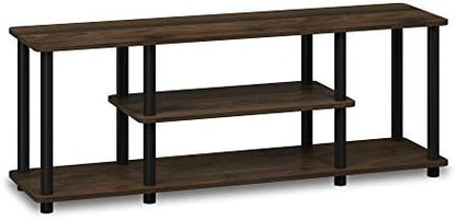 3-Tier Open Frame Rectangular Entertainment Center with Storage Shelf, TV Console for TV up to 50 Inch, Toolless Assembly TV Stand, for Bedroom, Living Room, Columbia Walnut