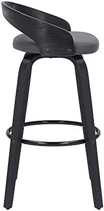 Armen Living Sonia 26" Counter Height Swivel Gray Faux Leather and Black Wood Bar Stool - Set of 2